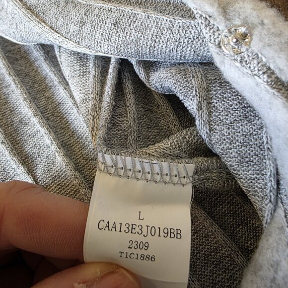 Cupshe Silver Mist Ribbed Knit Jumpsuit Gray Long Sleeve Wide Leg L NWT - Picture 7 of 16